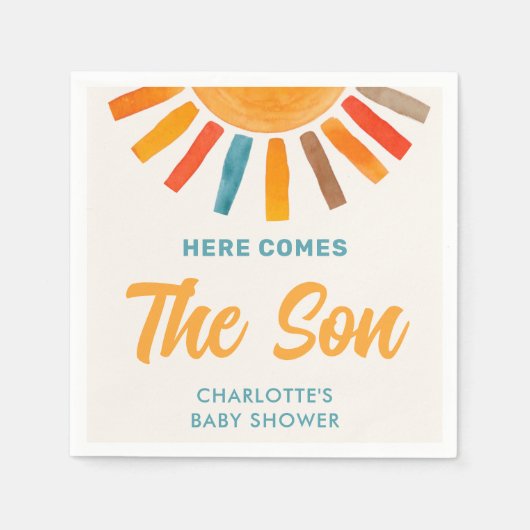 こ来こに息子の赤ちゃんシャワー スタンダードカクテルナプキン (正面)