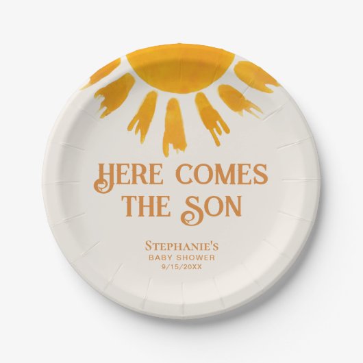 こ来こに息子の赤ちゃんシャワー ペーパープレート (正面)
