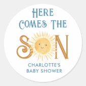 こ来こに息子の赤ちゃんシャワー ラウンドシール (正面)