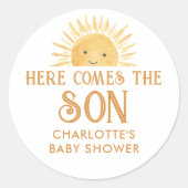 こ来こに息子の赤ちゃんシャワー ラウンドシール (正面)