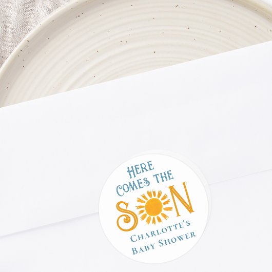 こ来こに息子の赤ちゃんシャワー ラウンドシール