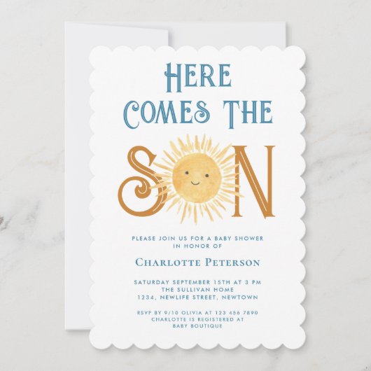 こ来こに息子の赤ちゃんシャワー 招待状 (正面)