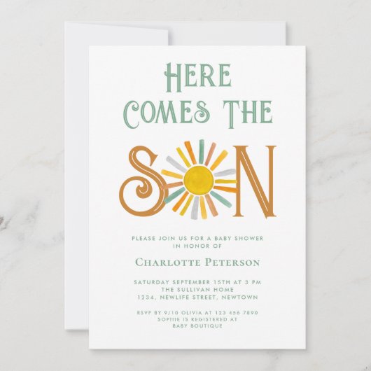 こ来こに息子の赤ちゃんシャワー 招待状 (正面)