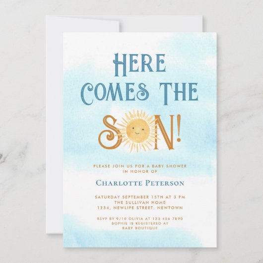 こ来こに息子の赤ちゃんシャワー 招待状 (正面)