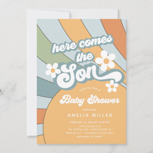 こ来こに息子の赤ちゃんシャワー 招待状 (正面)