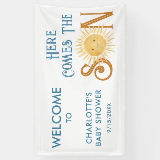 こ来こに息子の赤ちゃんシャワー 横断幕 (縦)