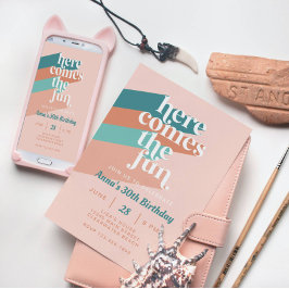 こ来このおもしろいレトロボホ30歳の誕生日パーティー 招待状