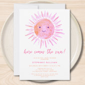 こ来このサンピンクの赤ちゃんシャワー 招待状