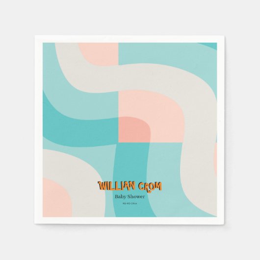 こ来このレインボーモダンウェーブベイビー スタンダードカクテルナプキン (正面)