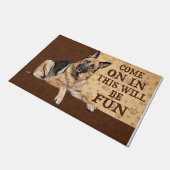 こ来この上におもしろいマット、犬 ドアマット (アングル)