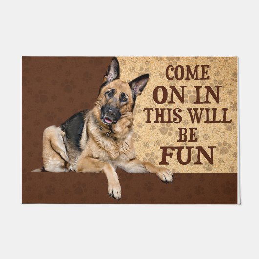 こ来この上におもしろいマット、犬 ドアマット (正面)