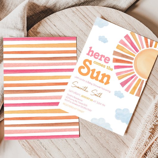 こ来この太陽の少女の赤ちゃんシャワー 招待状