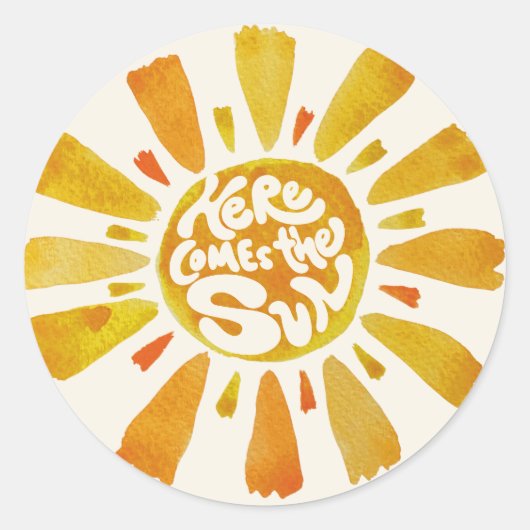 こ来この太陽の赤ちゃんシャワーの水色 ラウンドシール (正面)