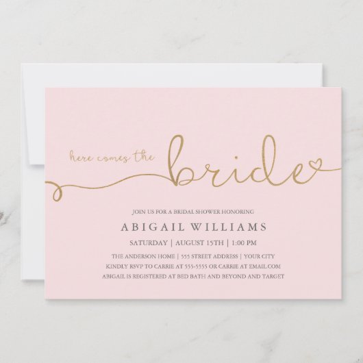 こ来この嫁フェイク金ゴールド 招待状 (正面)