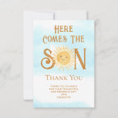 こ来この息子かわいい赤ちゃんシャワー サンキューカード (正面)