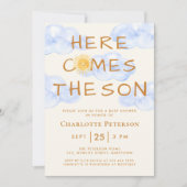 こ来この息子かわいい赤ちゃんシャワー 招待状 (正面)