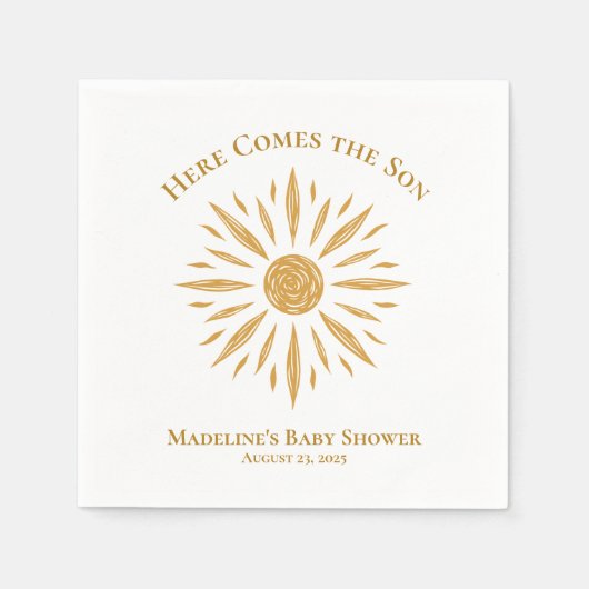 こ来この息子のカスタム赤ちゃんシャワーナプキン スタンダードカクテルナプキン (正面)