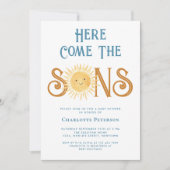 こ来この息子の双子の赤ちゃんシャワー 招待状 (正面)