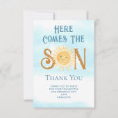 こ来この息子の男の子のシャワーありがとう サンキューカード (正面)