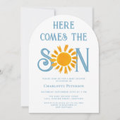 こ来この息子の男の子のシャワーアーチ 招待状 (正面)