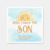 こ来この息子の男の子のシャワー スタンダードカクテルナプキン (正面)