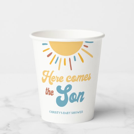 こ来この息子の男の子のシャワー 紙コップ (裏面)