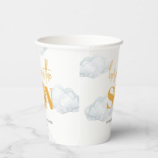 こ来この息子の男の子のシャワー 紙コップ (右)