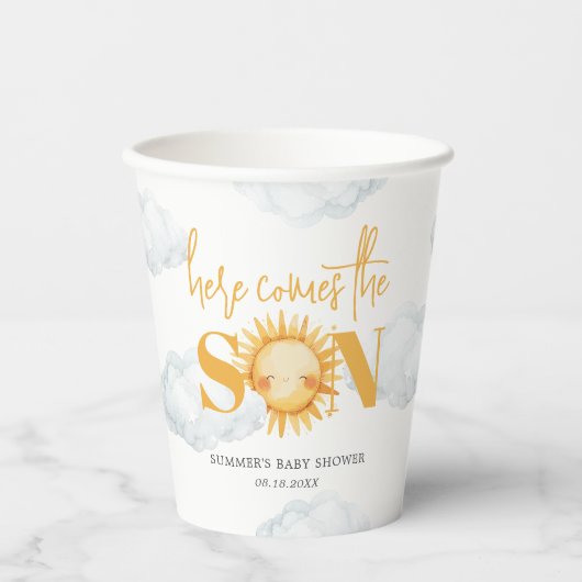 こ来この息子の男の子のシャワー 紙コップ (正面)