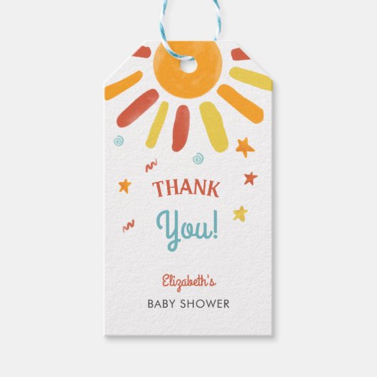 こ来この息子の赤ちゃんシャワーありがとうカスタム ギフトタグ (正面)