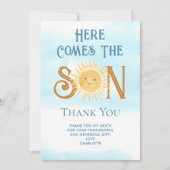 こ来この息子の赤ちゃんシャワー サンキューカード (正面)