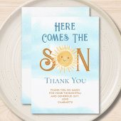 こ来この息子の赤ちゃんシャワー サンキューカード