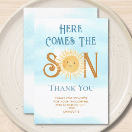 こ来この息子の赤ちゃんシャワー サンキューカード