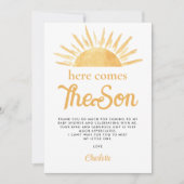 こ来この息子の赤ちゃんシャワー サンキューカード (正面)