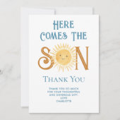 こ来この息子の赤ちゃんシャワー サンキューカード (正面)