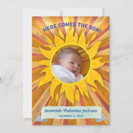 こ来この息子カスタム写真誕生の発表 案内状