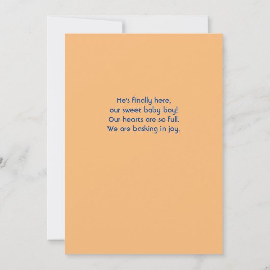 こ来この息子カスタム写真誕生の発表 案内状 (裏面)