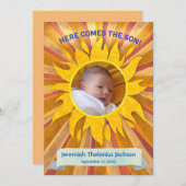 こ来この息子カスタム写真誕生の発表 案内状 (正面/裏面)