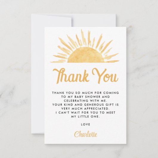 こ来この息子サンベイビーシャワーありがとう サンキューカード (正面)