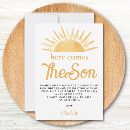 こ来この息子サンベイビーシャワーありがとう サンキューカード