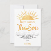 こ来この息子サンベイビーシャワーありがとう サンキューカード (正面)