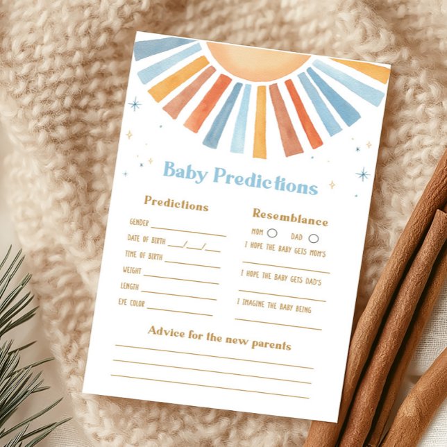 こ来この息子ベビー予測ゲーム (Boho Sunshine Baby Shower Baby Predictions Game )