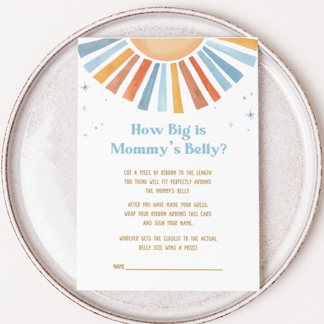 こ来この息子ママの腹のゲーム (Boho Sunshine Baby Shower How Big is Mommy's Belly Game)