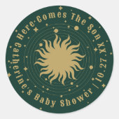 こ来この息子 |天の赤ちゃんシャワー ラウンドシール (正面)