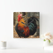 こ来この鶏 スクエア壁時計 (ホーム)