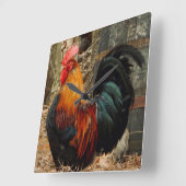 こ来この鶏 スクエア壁時計 (傾斜)