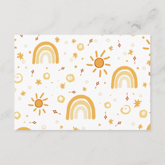 こ来このSun boho赤ちゃんシャワーエンクロージャカード エンクロージャーカード (裏面)