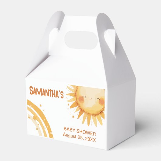 こ来このSun boho赤ちゃんシャワーエンクロージャカード フェイバーボックス (正面サイド)