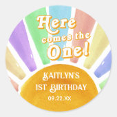 こ来これ!レトロボホサン1歳の誕生日 ラウンドシール (正面)