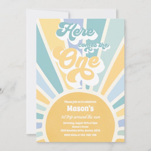 こ来こOne Boho Sunshine 1st誕生日 招待状 (正面)