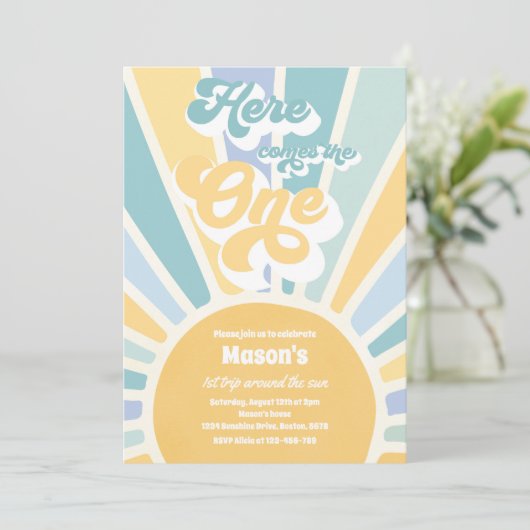 こ来こOne Boho Sunshine 1st誕生日 招待状 (スタンド正面)